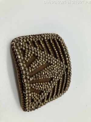 Антикварная французская ограненная стальная кожаная задняя пряжка для обуви в стиле ар-деко с подписью Франция - Изображение 1 из 4