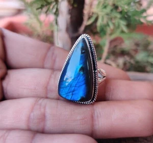 Nice Labradorite Gemstone Ring 925 Sterling Silver Statement Ring Handmade Ring - Picture 1 of 7