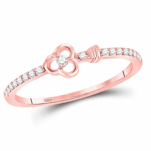 10kt Rose Gold Womens Round Diamond Spade Stackable Band Ring 1/6 Cttw - Picture 1 of 4