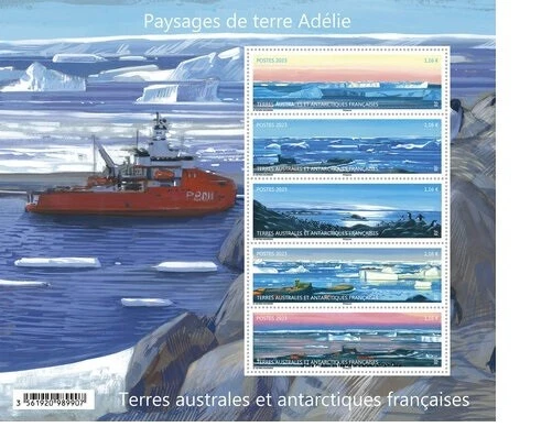 fsat 2023 taaf antarctic LANDSCAPE terre adelie boat ship ice iceberg ms5v mnh - Image 1 of 1