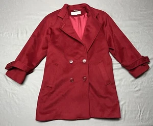 Vintage Bert Newman Red Wool Long Coat Red Size Petite 10 Jacket Made in USA - Picture 1 of 16