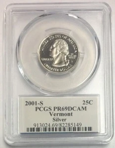 2001 S Vermont State Quarter SILVER PR 69 DCAM PCGS SKU#8052 - Picture 1 of 2
