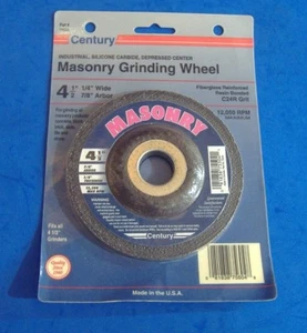 MADE IN USA CENTURY 4 1/2" X 1/4" X 7/8" MASONRY GRINDING WHEEL - Picture 1 of 1