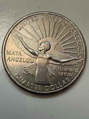 2022 P QUARTER ERROR "In Cod We Trust' Chipped Chin Error U.S. MAYA ANGELOU - Image 1 of 4