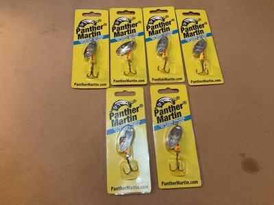 Lote 6 señuelos pantera martin trucha spinners 3/8 oz plata/amarillo manchas rojas 9-PMR-S Foto 1 de 4