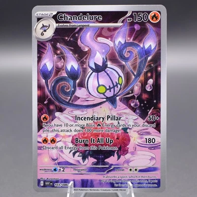 Chandelure 103/086 Illustration Rare SV: White Flare Pokemon TCG NM - Image 1 of 2