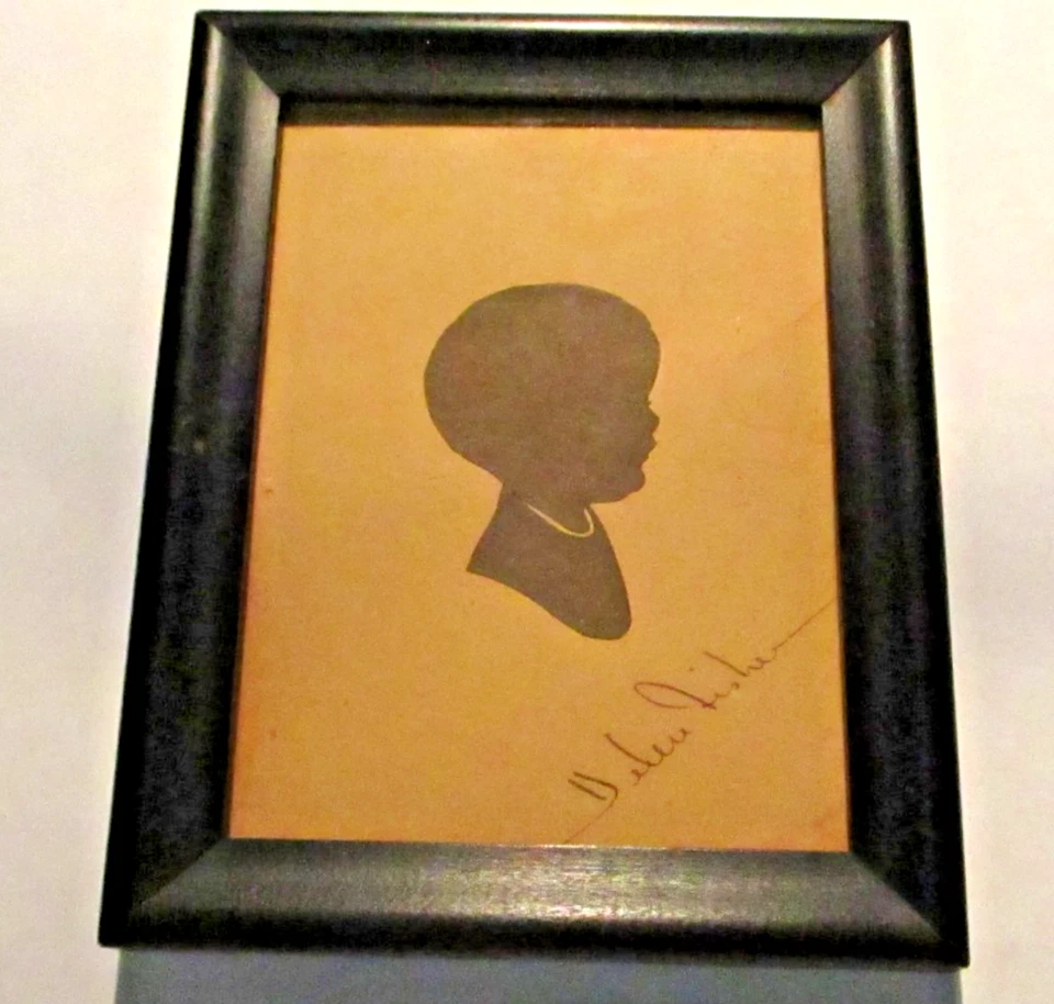 Silhueta emoldurada vintage assinada Helen Fisher 1932-1942 - Imagem 1 de 1
