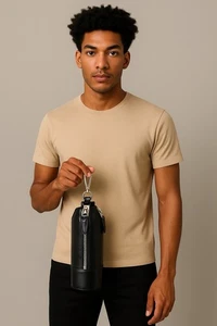 Alexander Wang Water Bottle Holder Carrier Black Leather W/Clip $ 950 Men. - Picture 1 of 12