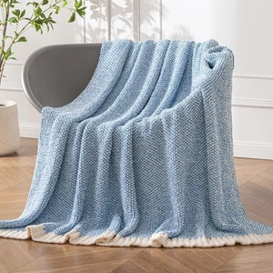 MIULEE Blue Super Soft Throw Blanket for Bed, Twin 60"x80", - Picture 1 of 8