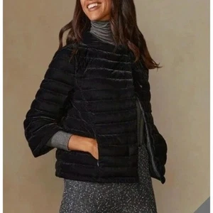 J Mclaughlin Verbian Jacket Small NWT $278 Puffer Goose Down 3/4 Sleeve Black - Picture 1 of 10