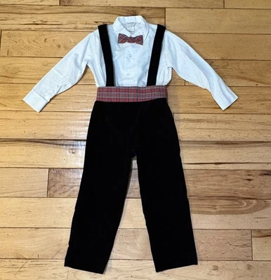 MICHAEL JAMES ЧЕРНЫЙ ВЕЛЮРОВЫЙ КОМБИНЕЗОН, КЛЕТКУ CUMBERBUND, РУБАШКА И КЛЕТЧАТЫЙ ГАЛСТУК-БАБОЧКА, 5 - Изображение 1 из 4