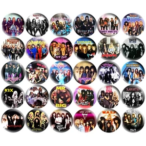 80s Glam Metal Hard Rock 2.25" Pinback Buttons Retro Music Hair Bands, 30 Pins - Picture 1 of 4