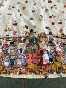 C10 UA Scrubs Thanksgiving Uniform Top S-M Pumpkins, Autumn Leaves, Native Amer - Picture 1 of 10