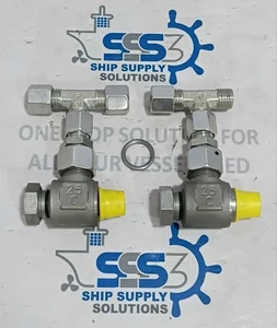 25mm Metric Hydraulic Compression Tee Fitting w/ Shut-Off Ball Valve DIN 2353 - Picture 1 of 18