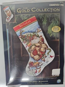 Dimensions Gold Collection Santa's Journey 16” Christmas Stocking Kit 8752 New - Picture 1 of 3