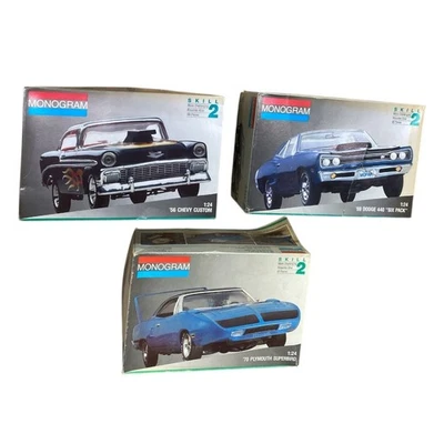 Monogram 1/24 Model Car Lot 70 Plymouth Superbird 69 Dodge 440 56 Chevy Custom - Image 1 of 4