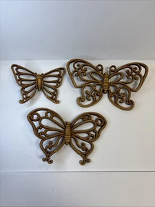 3 Farfalle Homco Vintage Finto Vimini Retrò Anni 70 MCM GrannyCore - Foto 1 di 10