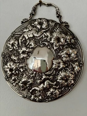Espejo antiguo Art Nouveau de plata de ley, 418 g con espejo. RARA percha 1905 Foto 1 de 4