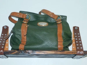 ROSETTI LARGE BAG IN FOREST GREEN WITH CAMEL TRIM IN FAUX LEATHER OR PVC - Picture 1 of 16