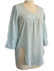 Anokhi Aqua Dot Cotton Top, 100% Cotton, Fairly Traded - Picture 1 of 2