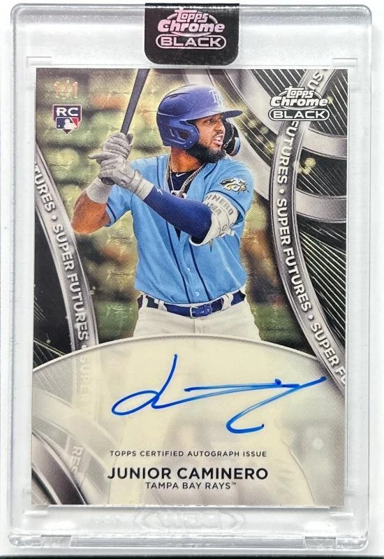 2024 Topps Chrome Black Junior Caminero Superfractor Rookie Auto RC # 1/1 Rays