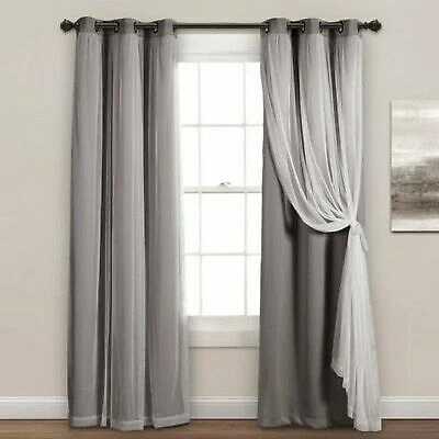 Lush Décor Solid and Sheer Layered 38 x 84 Blackout Curtain Set - Image 1 of 1