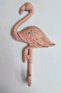 New Flamingos Cast Iron Distressed Pink Hook - Towel Bar - Tropical Beach Bird - Picture 1 of 2
