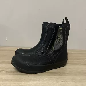 BOGS Waterproof Breathable Black Ankle Rain Boots Floral Lining Leather Size 7 - Picture 1 of 11