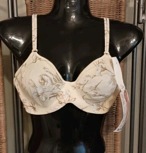 Vtg Warner's My Skin Bra 36B Unlined Underwire Cream/Yellow Floral NEW - Picture 1 of 12