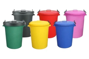 Large 110L Litre Bin Heavy Duty Black Plastic Rubbish Waste Dustbin Garden Lid - Picture 1 of 1
