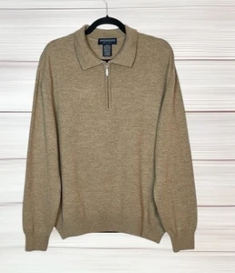 Maglione Hathaway Platinum Uomo XL 1/4 Zip Lana Merino Tan Italia Ottimo - Foto 1 di 8