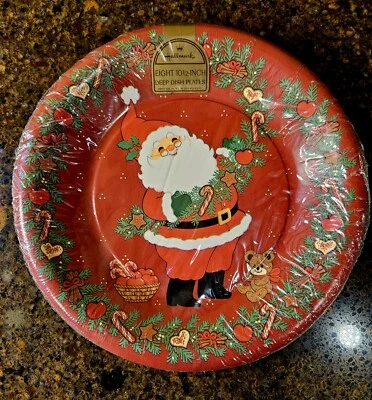 "Platos de papel navideños de Papá Noel de colección sello 🎅 10,5 pulgadas"" - Juego de 2🎅" Foto 1 de 2