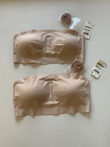 NWT Lot of 2 Jenni Sz M Invisible No-Show Strapless Padded Bandeau Bralette Chai - Picture 1 of 5