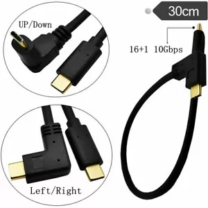 USB Type C Cable 90° to 3.1 C Male to Male Adapter Fast Charge Charging 3A 0.3m - Picture 1 of 13