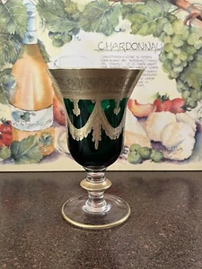 Arte Italica Italy Medici Emerald Green/Gold Crystal 6.5” Water Glass - Picture 1 of 14