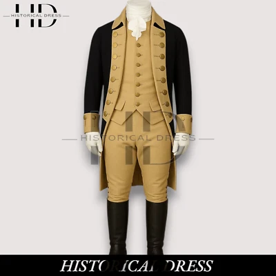 Abrigo de oficial del siglo XVIII uniforme de guerra revolucionaria disfraz colonial de lana azul Foto 1 de 4