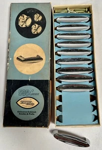 "10" UNUSED Vtg Eames Era Chrome Concave Drawer Cabinet Door Handle Pull (A10) - Picture 1 of 10