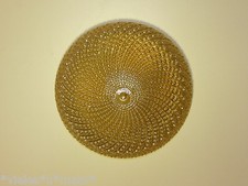 Vintage Ceiling Fixture, Plafoniere, Amber & Brass, 16", Kaiser, Hillebrand...