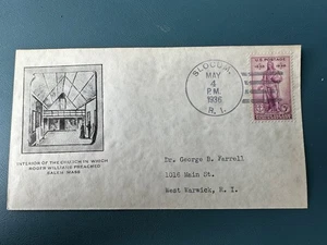 #777 Rhode Island 1936 FDC, Planty #61i, 1st Kilton, Inofficial, Slocum, RI - Bild 1 von 1