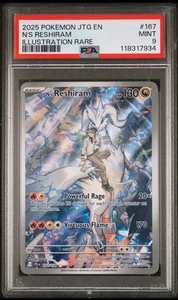 2025 POKEMON JTG EN-JOURNEY TOGETHER ILLUSTRATION RARE #167 N'S RESHIRAM PSA 9 - Picture 1 of 2