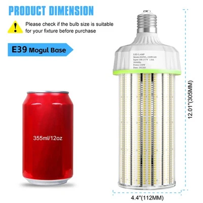 250W LED Corn Light Bulb E39 Base Commercial Warehouse Parking Lot High Bay Lamp - Image 1 of 4