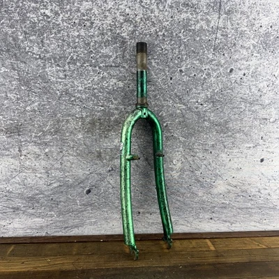 Vintage GT Mountain Bike Fork 1 1/8 Threaded 25.4  26" Chromoly Green 90s MTB 6" - Image 1 of 4