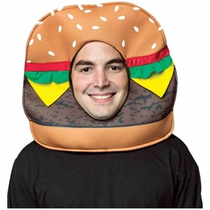 Cheeseburger Hamburger Burger Fast Food Funny Unisex Costume Open Face Mask - Picture 1 of 1