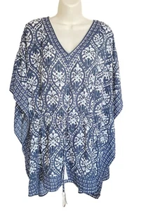 Charter Club blau & weiß Kaftan Strand Badeanzug Coverup XL - Bild 1 von 5