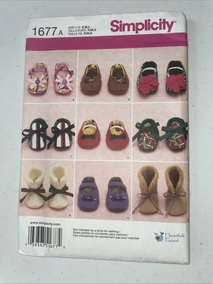 Simplicity Sewing Pattern 1677 A Baby Shoes /Booties Sizes S, M,L - Image 1 of 4