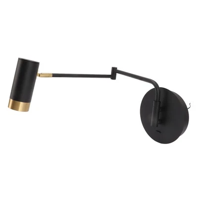 Black Swing Arm Wall Lamp Wall Mounted Bedside Lamps With Adjustable Swing OU - Image 1 of 4