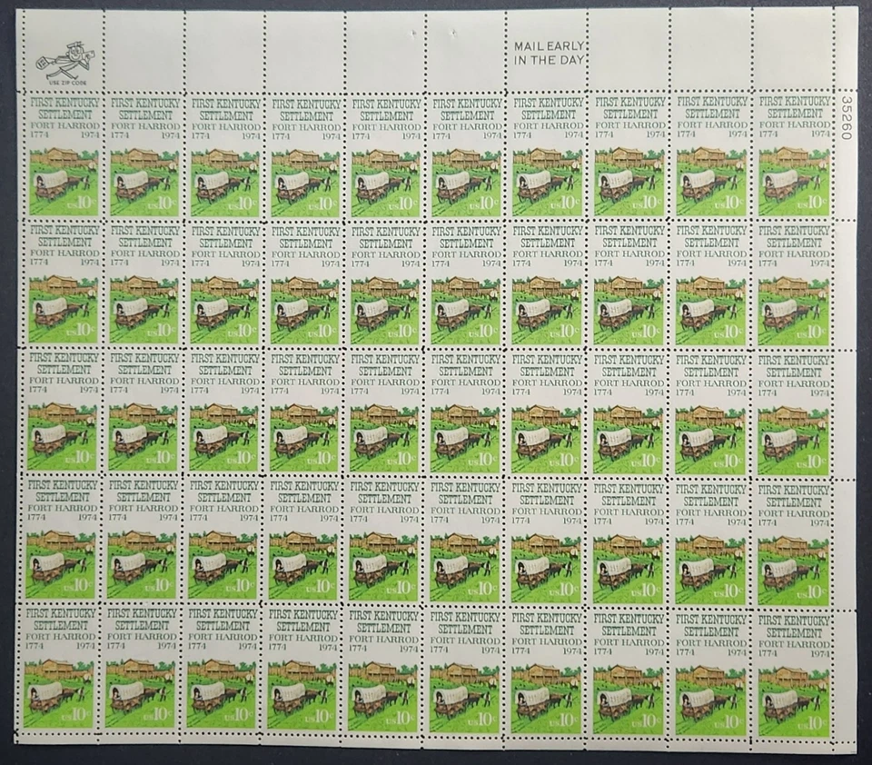 US Scott 1542- Fort Harrod Bicentennial - MNH - 1974 Issue - Full Sheet - Image 1 of 1