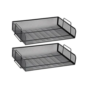 Mind Reader 2-Tier Stackable Paper Desk Tray Metal Black 2/Pack (DSTACK2-BLK) - Picture 1 of 8