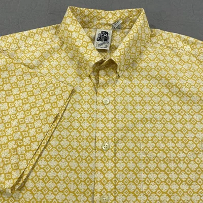 Kennington Ltd Shirt Mens XL Yellow White Short Sleeve Button Down Cotton Retro - Image 1 of 4
