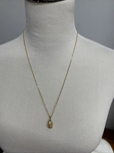 Vintage Style Woven Basket Charm Pendant Gold Tone Chain Necklace 23 In - Picture 1 of 5